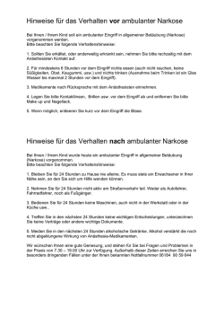 Hinweise f&uuml;r das Verhalten nach ambulanter Narkose