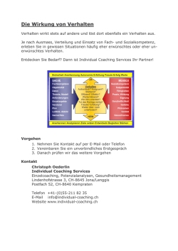 Die Wirkung von Verhalten - Individual Coaching Services