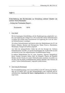 Erläuterung zum Tagesordnungspunkt 7