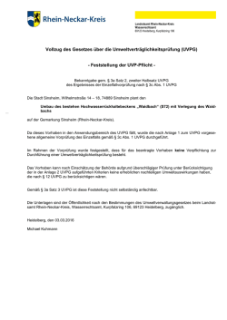 Feststellung der UVP-Pflicht - Rhein-Neckar