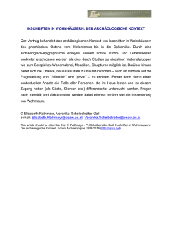 INSCHRIFTEN IN WOHNH&Auml;USERN: DER ARCH&Auml;OLOGISCHE KONTEXT Der Vortrag