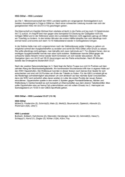 HSG Dilltal &ndash; HSG Lumdatal (js) Die 1. M&auml;nnermannschaft der HSG