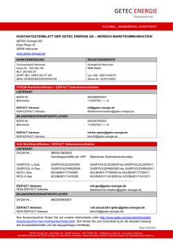KONTAKTDATENBLATT DER GETEC ENERGIE AG – BEREICH