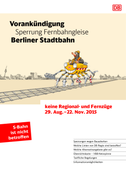 Vorankündigung Sperrung Fernbahngleise Berliner Stadtbahn