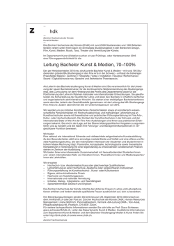 hdk Leitung Bachelor Kunst & Medien, 70&ndash;100%