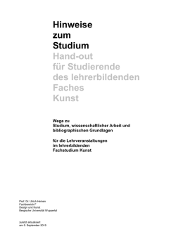 Hinweise zum Studium Hand-out f&uuml;r Studierende des