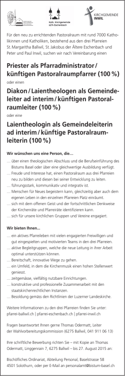 Priester als Pfarradministrator / künftigen Pastoralraumpfarrer (100