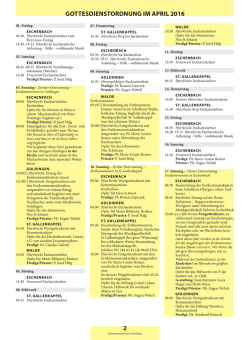 Gottesdienstzeiten April 2016
