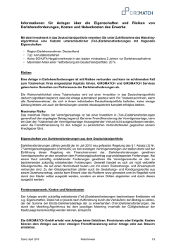 Informationen f&uuml;r Anleger &uuml;ber die Eigenschaften und Risiken von