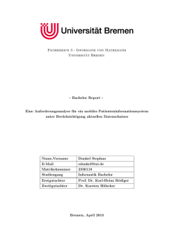 Bachelor-Report von Stephan Dunkel - Informatik - FB3