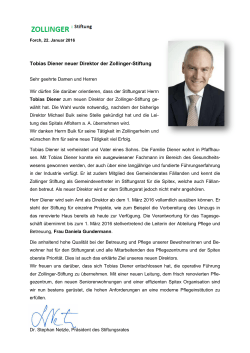 Tobias Diener neuer Direktor der Zollinger-Stiftung