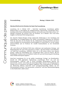 Pressemitteilung Montag, 5. Oktober 2015 Eberhard - Saint-Paul