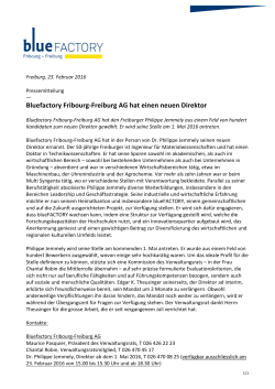 Bluefactory Fribourg-Freiburg AG hat einen neuen Direktor