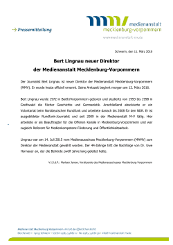 Bert Lingnau neuer Direktor der Medienanstalt Mecklenburg