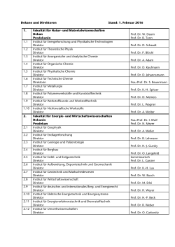 Liste der Fakultätsdekane und Institutsdirektoren