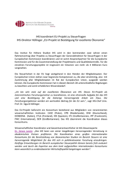 IHS koordiniert EU-Projekt zu Steuerfragen IHS