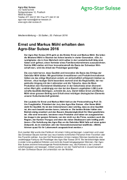 Medienmitteilung Agro-Star Suisse 2016