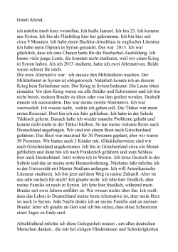 Guten Abend, ich m&ouml;chte mich kurz vorstellen. Ich