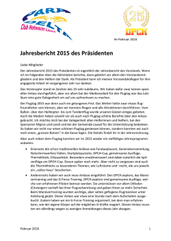 Jahresbericht 2015 des Pr&auml;sidenten
