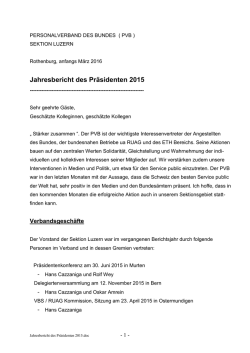 Jahresbericht des Pr&auml;sidenten 2015