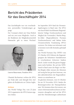 Jahresbericht des Pr&auml;sidenten 2014/2015