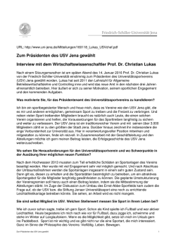 Zum Präsidenten des USV Jena gewählt Interview mit dem