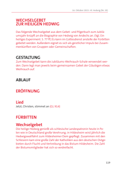 WECHSELGEBET ZUR HEILIGEN HEDWIG GESTALTUNG