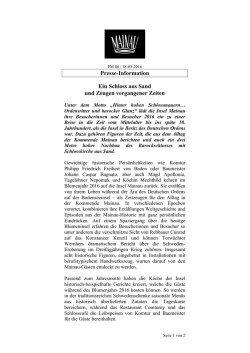 Presse-Information Ein Schloss aus Sand und Zeugen vergangener