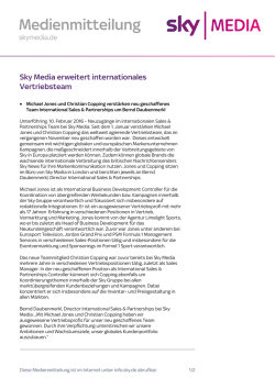 10.02.2016: Sky Media erweitert internationales Vertriebsteam