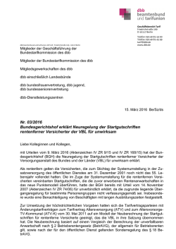 Nr. 03/2016 Bundesgerichtshof erklärt Neuregelung der