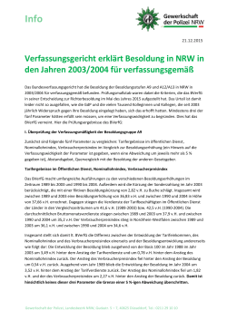 Verfassungsgericht erklärt Besoldung in NRW in den Jahren