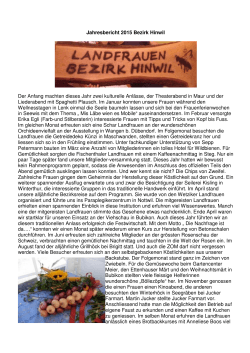 Jahresbericht 2015 Bezirk Hinwil Der Anfang machten dieses Jahr