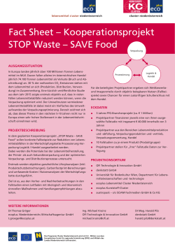 Kooperationsprojekt STOP Waste – SAVE Food