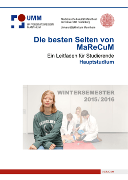 Die besten Seiten von MaReCuM - Medizinische Fakultät Mannheim