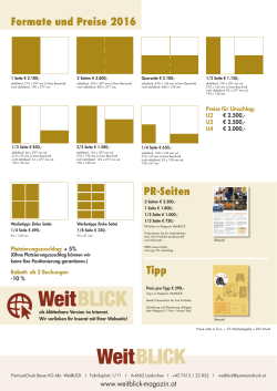 Formate und Preise 2016 Tipp PR-Seiten