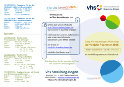im Fr&uuml;hjahr / Sommer 2016 - vhs-Straubing