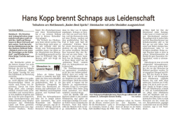 Hans Kopp brennt Schnaps aus Leidenschaft