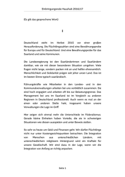 Einbringungsrede Haushalt 2016/17 (Es gilt das gesprochene Wort