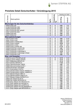 Preisliste Detail Zwischenfutter / Gr&uuml;nd&uuml;ngung 2015