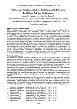 Einfluss von Reifetyp und Art des Begleitgrases f&uuml;r Ertrag und