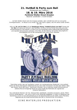 21. HutBall & Party zum Ball 18. & 19. März 2016