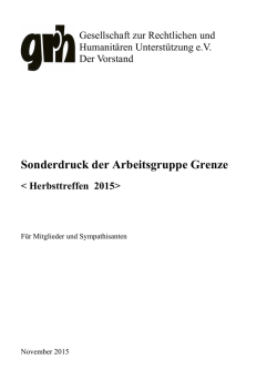Herbsttreffen 2015 - Sonderduck der AG Grenze