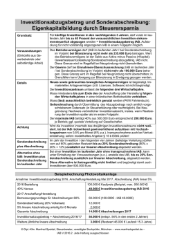Investitionsabzugsbetrag und Sonderabschreibung