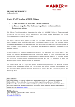 Gratis WLAN in allen ANKER in allen ANKER in