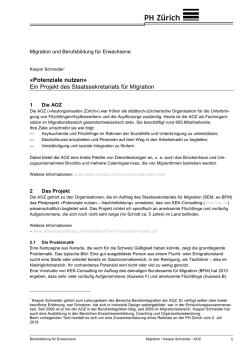 &laquo;Potenziale nutzen&raquo; Ein Projekt des Staatssekretariats f&uuml;r Migration