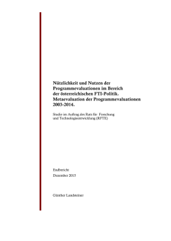 Nützlichkeit und Nutzen der Programmevaluationen im Bereich der