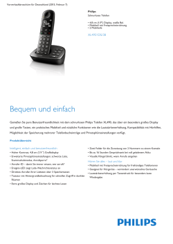 Product Leaflet: 4,8 cm (1,9") Display, weiße Bel., Schnurloses Telefon