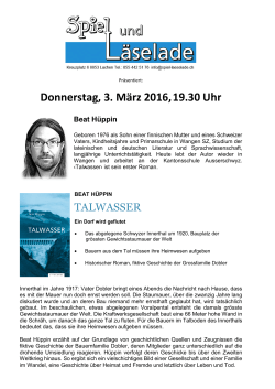 Donnerstag, 3. M&auml;rz 2016,19.30 Uhr