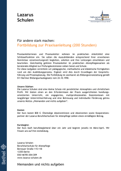 Informationsblatt Fortbildung Praxisanleitung