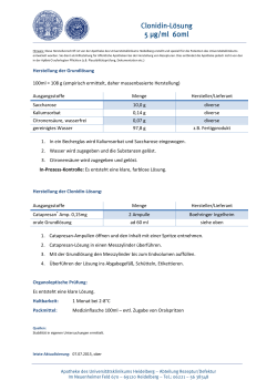 Clonidin-Lösung 5µg pro ml - UniversitätsKlinikum Heidelberg